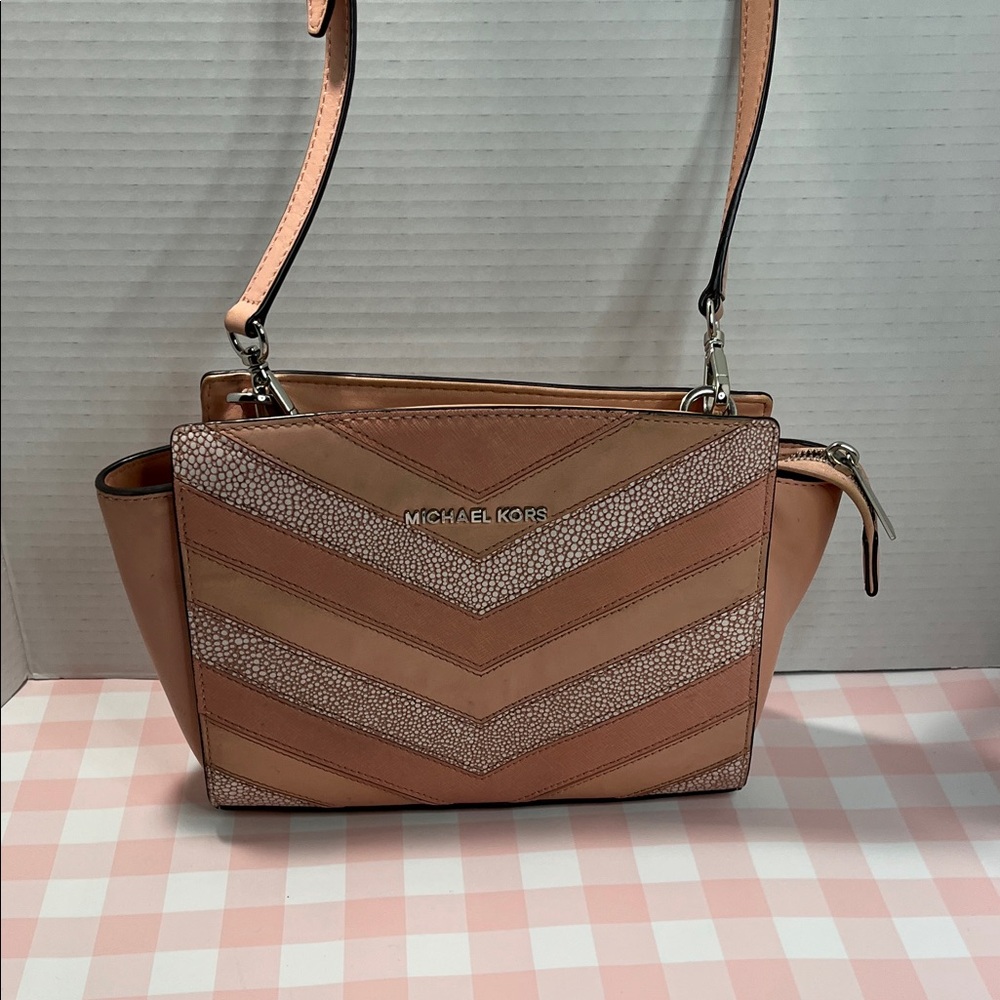 Michael Kors Tan and Cream Crossbody Bag
